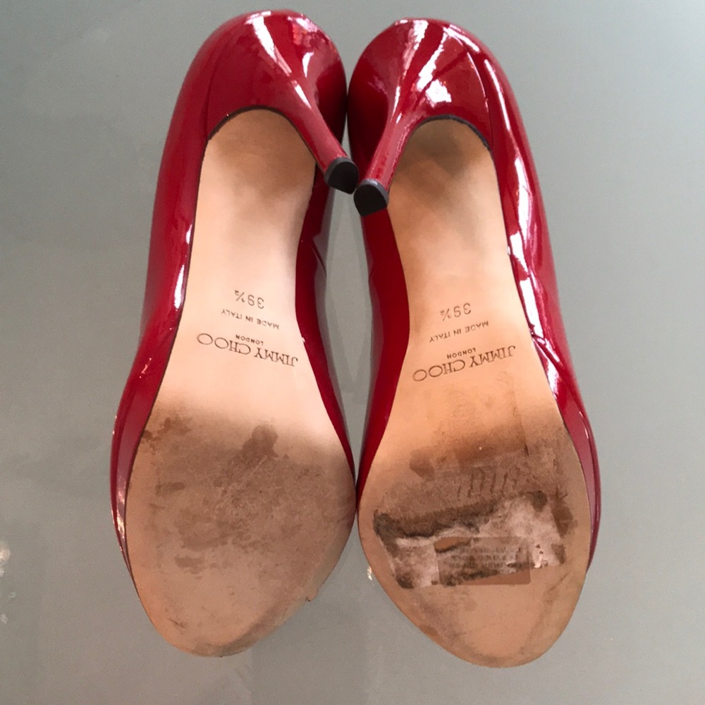 NWOT Jimmy Choo Red Patent Leather Pumps Sz 39.5 - Picture 4 of 7